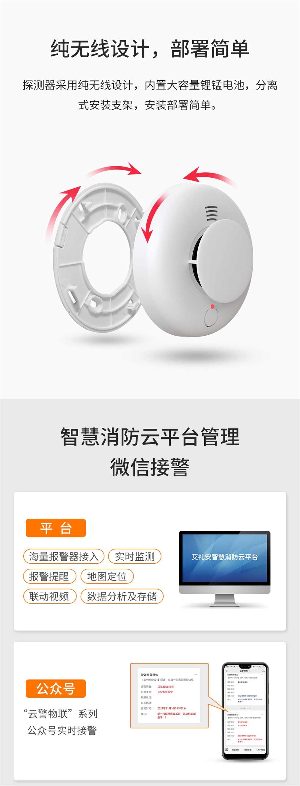 新品 ‖ 艾礼安NB-IoT智能烟雾报警器