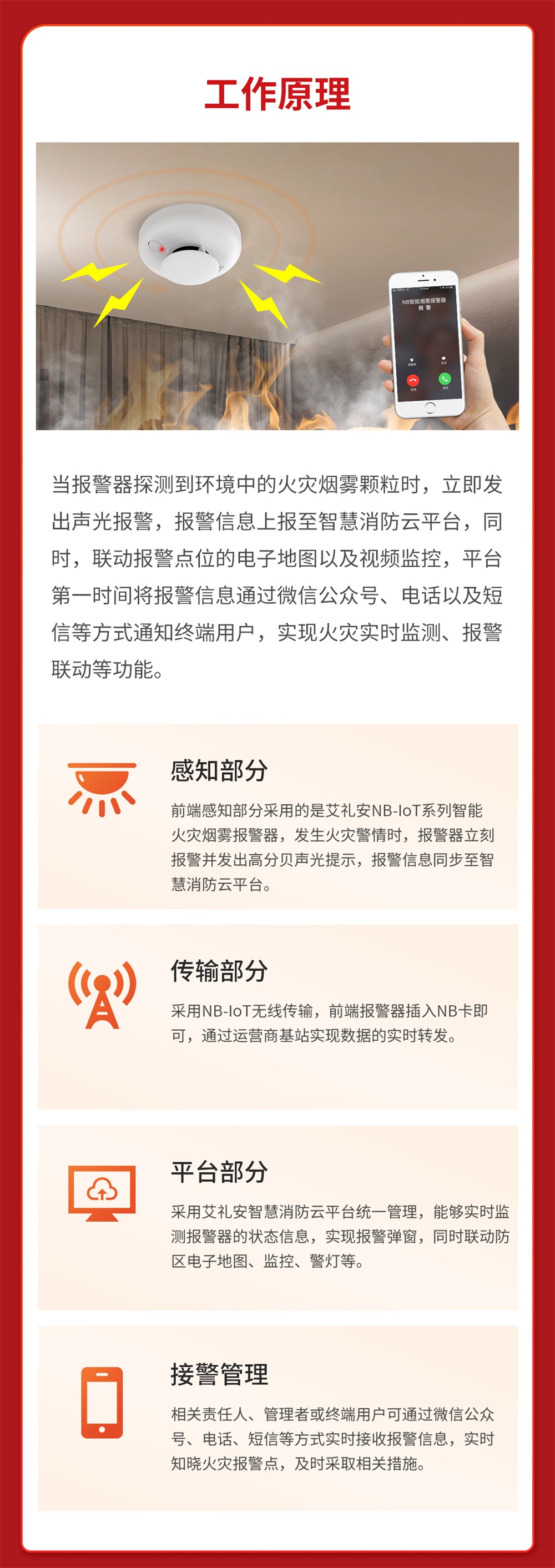 艾礼安NB-IoT智慧消防火灾报警解决方案